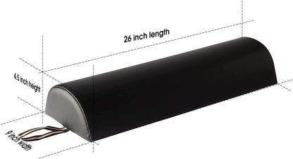 Master Massage tables 9" Large Half Round Semi-round Pillow Cushion Massage Bolster 9"x26" ,Black