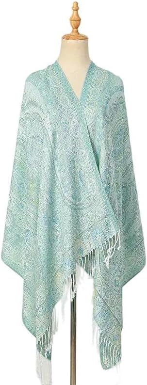 Ciormis Two Tone Silky Paisley Pashmina Shawl Scarf,Soft Women's Rave Jacquard Pashminas Wrap Scarves