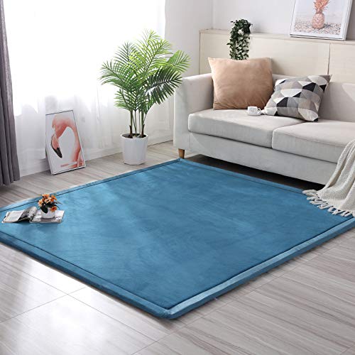Loartee Coral Velvet Crawling Rugs & Play Mat (6'7"x9'2", Light Green) for Toddler Children & Yoga Exercise