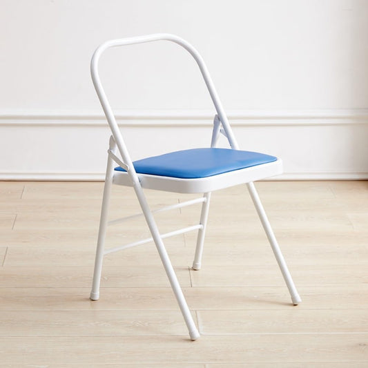 Foldable Yoga Chair with Backrest Adjustable Iyengar Support Stool Home Yoga Props Portable Training Seat for Enhanced Comfort and Stability,Blau