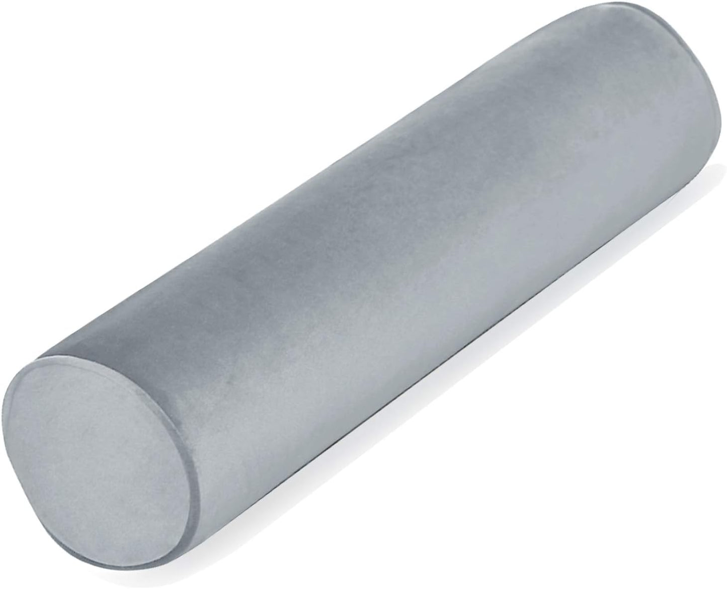Tinbolunce Memory Foam Roll Pillow for Knee/Leg/Neck - Full Moon Bolster/Round Cylinder Pillow for Sleeping on Side or Back - Removable Cooling Cover Length 18" x 6" Diameter (Gray Pink)