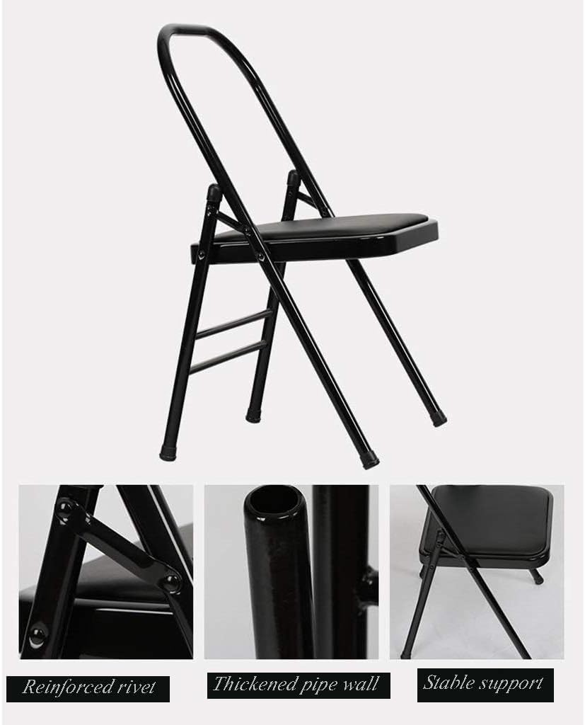 Folding Yoga Chair,Iyengar Yoga Chair,Pilates Yoga Chair,Backless Yoga Chair,Back Exercise Tool,Sturdy and Stable,Yoga Inversion Chair, Black