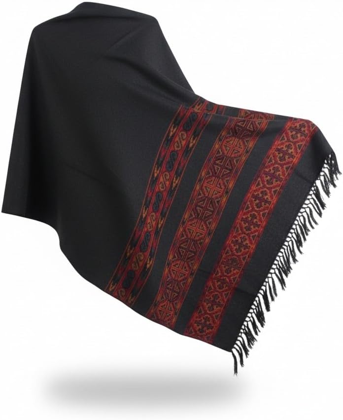 Handloom Wool Meditation Shawl, Oversized Wrap Throw, Gift for Men and Women