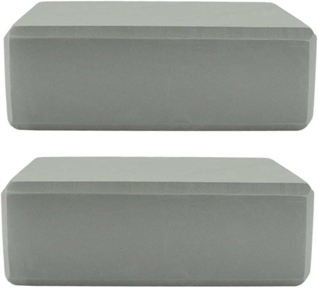 Holibanna 2 PCS EVA Yoga Blocks Non-Slip High Density Rectangular Yoga Pillows Grey for Exercise Stretching and Fitness