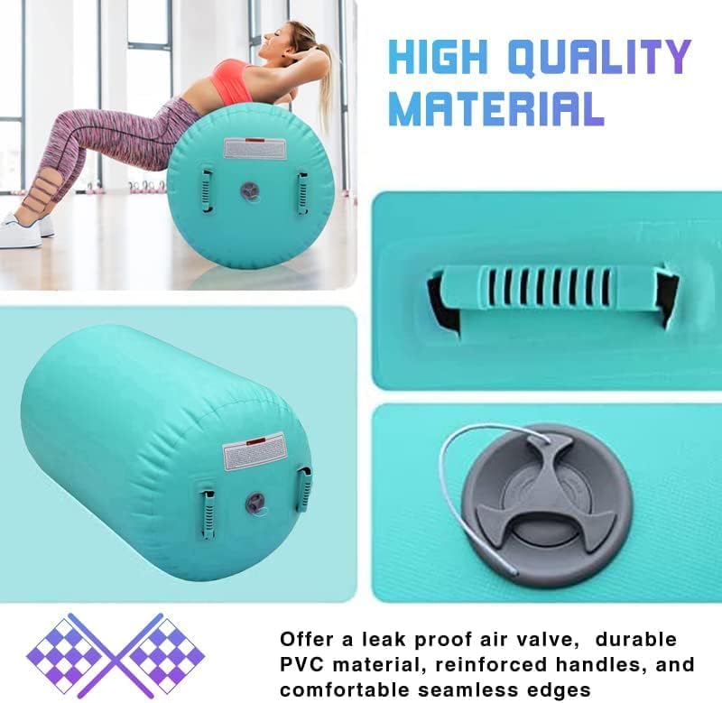 CZGBRO Gymnastics Barrel Air Roller with Pump, Inflatable Tumbling Equipment Air Mat Octagon Mat for Backhandspring Training Cheerleading Home Use