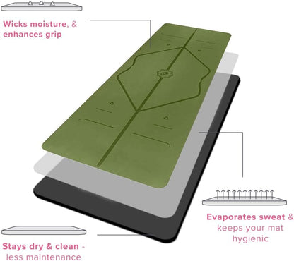 Liforme Travel Yoga mat – Patented Alignment System, Warrior-Like Grip, Non-Slip, Eco-Friendly, Ultra-Lightweight and Sweat Resistant, Made with Natural Rubber