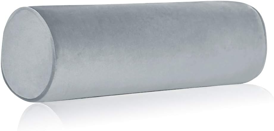Tinbolunce Memory Foam Roll Pillow for Knee/Leg/Neck - Full Moon Bolster/Round Cylinder Pillow for Sleeping on Side or Back - Removable Cooling Cover Length 18" x 6" Diameter (Gray Pink)