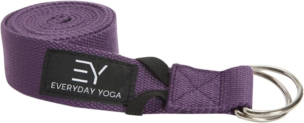 Everyday Yoga Strap with Metal D-Ring - Durable Stretching Strap for Yoga, Pilates, Flexibility & Physical Therapy (6ft, 8ft, 10ft)