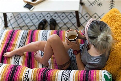 Del Mex Classic Mexican Blanket, Large Authentic Woven Falsa Throw (70"x50"), Artisan Southwest Décor for Beach, Yoga, Outdoors (Lavender)