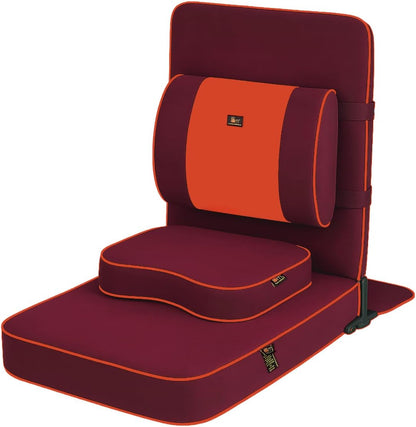 Friends of Meditation Extra Large Meditation Chair | Floor Chair with Back Support | Yoga Chairs for Adults | Portable Folding Chair | Yoga Chair with Cushion & Meditation Block | Black | 24x22 in