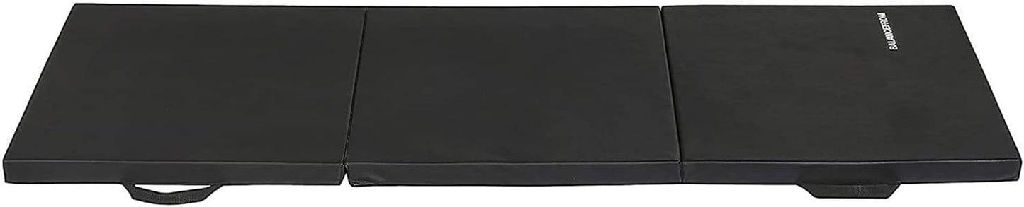 BalanceFrom 6x2 Feet 3-Panel Folding Gymnastics Mat – 2-Inch Thick Pad with Vinyl Surface and Carrying Handles for Tumbling, Yoga, Pilates, Home Workouts, and Martial Arts