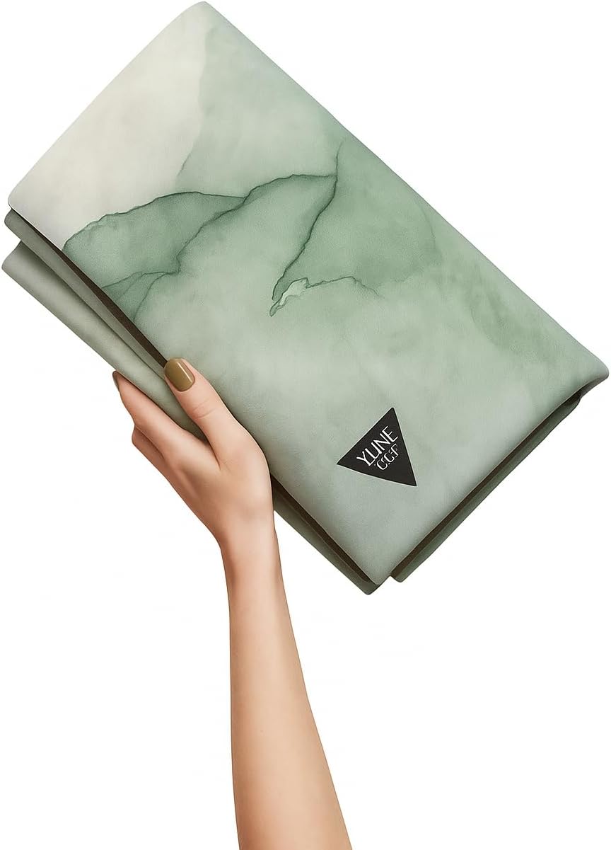 Yune Yoga Greenland Foldable Travel Yoga Mat, Deep Ocean Green, PVC-Free Natural Rubber, 24 x 72 Inch, 2mm Thick, Under 1 lb