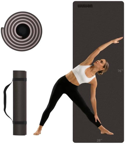 10mm Thick Yoga Mat for Tall Men & Women, Extra Long 76x28in Non Slip TPE Exercise Mat with Carrying Strap, Mat for Yoga Pilates Fitness,Indoor Outdoor Use
