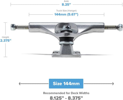 [CCS] Skateboard Trucks - 109mm, 129mm, 139mm, 144mm, 149mm, 169mm Black/Raw W/1" Mounting Hardware