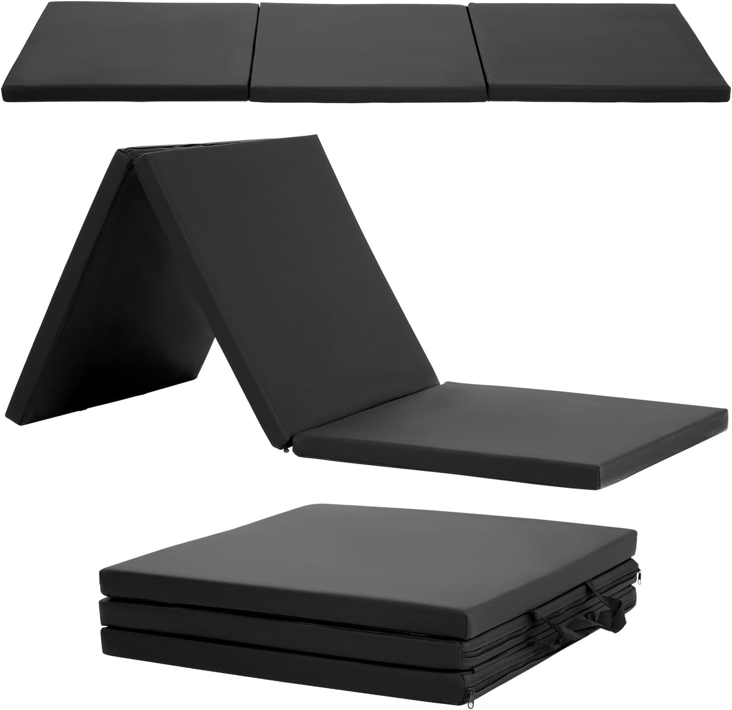 Gymnastics Tumbling Mat Portable Gymnastics Mat Foldable Tumbling Mat 2ft W 6ft L/4ft W 6ft L/4ft W 8ft L/4ft W 10ft Exercise Mat Yoga Mat with Carrying Handles for Yoga Gymnastics