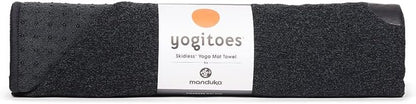 Yogitoes Manduka Yoga Towel for Mat Nonslip and Quick Dry for Hot Yoga with Rubber Bottom Grip Dots 72 Inch Long Onyx Thin and Lightweight (262023001)