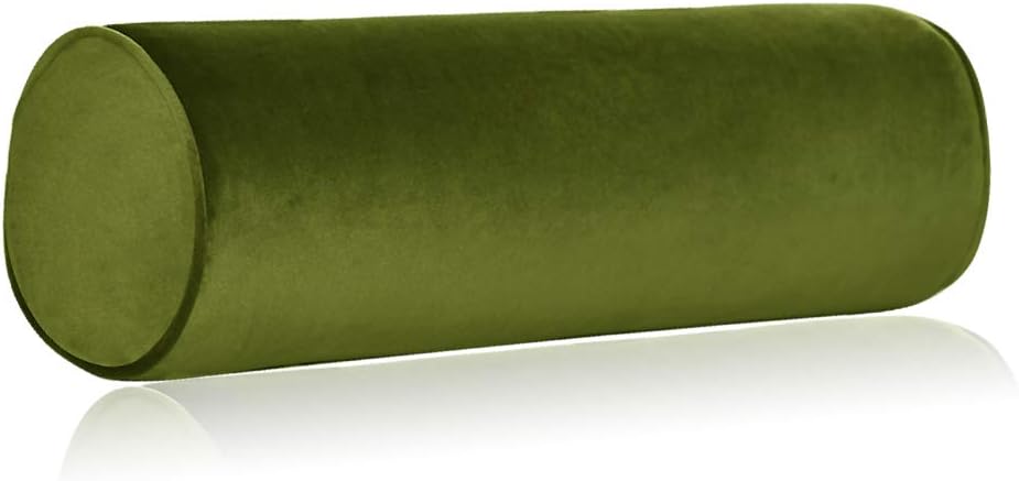 Tinbolunce Memory Foam Roll Pillow for Knee/Leg/Neck - Full Moon Bolster/Round Cylinder Pillow for Sleeping on Side or Back - Removable Cooling Cover Length 18" x 6" Diameter (Gray Pink)