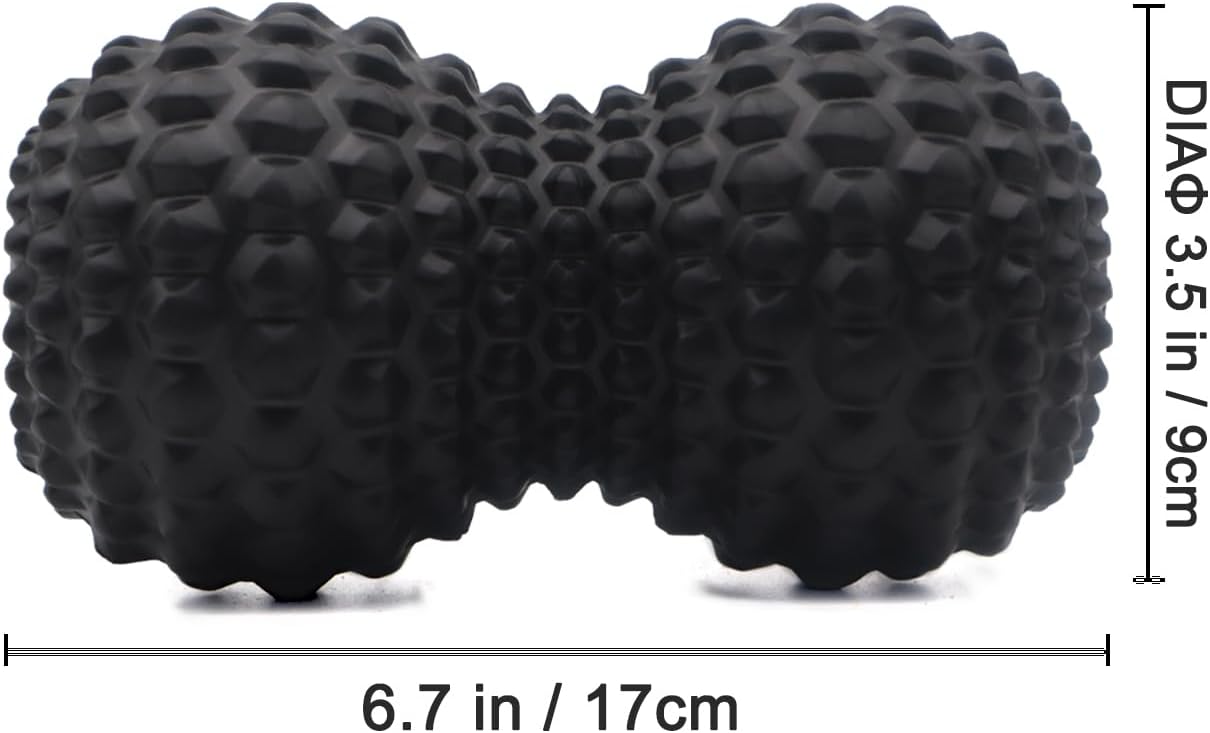 KITWILD Peanut Massage Ball, Double Lacrosse Massage Roller Ball for Deep Tissue Muscle Massage, Physical Therapy, Myofascial Release, Muscle Knots, and Yoga Therapy (Black)