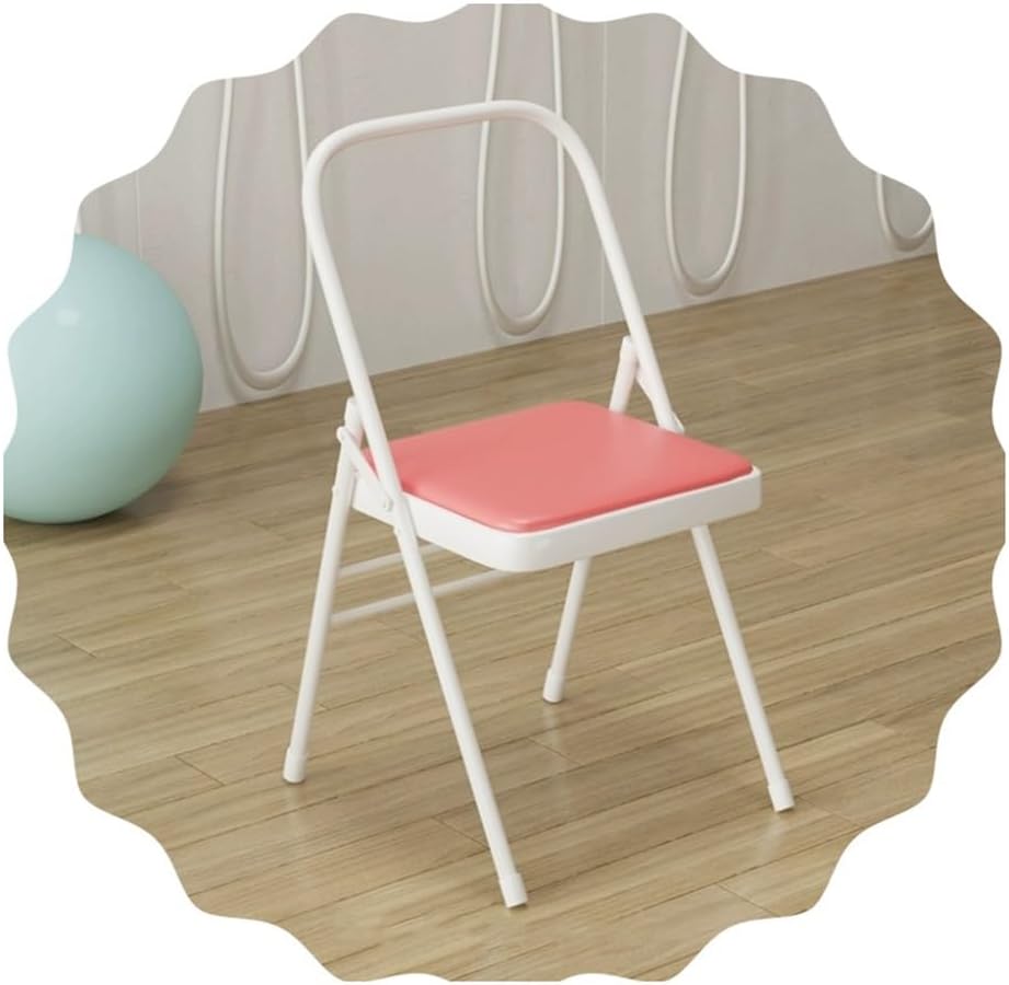 Folding Yoga Auxiliary Chair Portable Foldable Yoga Chair Backless Yoga Chair for Flexibility and Strength Training, White, Brown(White)