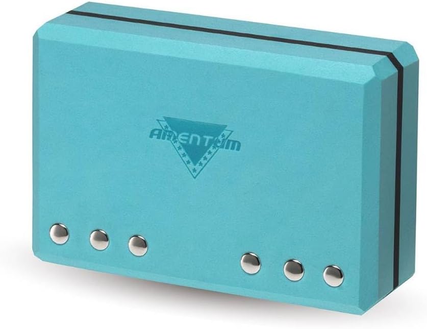 AMENTUM Yoga Block 9”x6”x3” Stand Out With Style Premium Yoga Block Featuring Bold Metallic Rivets. High-Density/Non-Toxic EVA Foam, Non-Slip Surface,Lightweight Exercise Support for Yoga, Stretching, Fitness Training