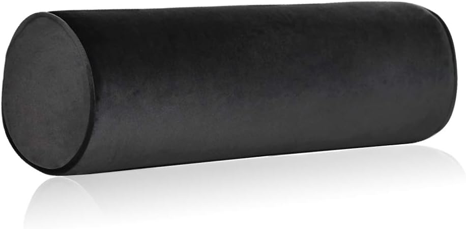 Tinbolunce Memory Foam Roll Pillow for Knee/Leg/Neck - Full Moon Bolster/Round Cylinder Pillow for Sleeping on Side or Back - Removable Cooling Cover Length 18" x 6" Diameter (Gray Pink)