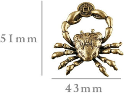 DMtse Chinese Feng Shui Brass Mini Crab Crab Hand Clip Lucky Coin Decorated Statue Statue for Animal Sculpture Tea Sets Prop Collection Home Gifts
