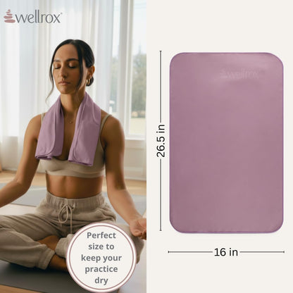 Wellrox Microfiber Yoga Hand Towel – Super Soft, Quick-Dry, Non Slip Yoga Towel for Hot Pilates, Gym & Workouts (26.5" x 16", Lavender)