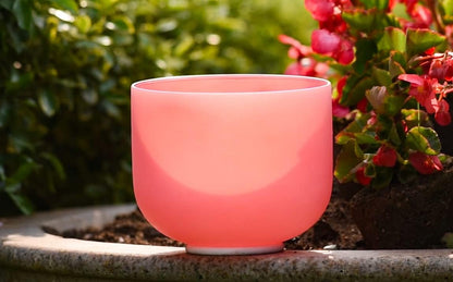 TOPFUND Pink Purple F Note Crystal Singing Bowl Heart Chakra 8 inch with Suede Mallet
