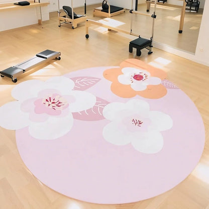 ABREEZE Irregular Large Flower Meditation Mat Non Slip Round Pilates Yoga Mat Natural Rubber with Sueded Surface Exercise Mat