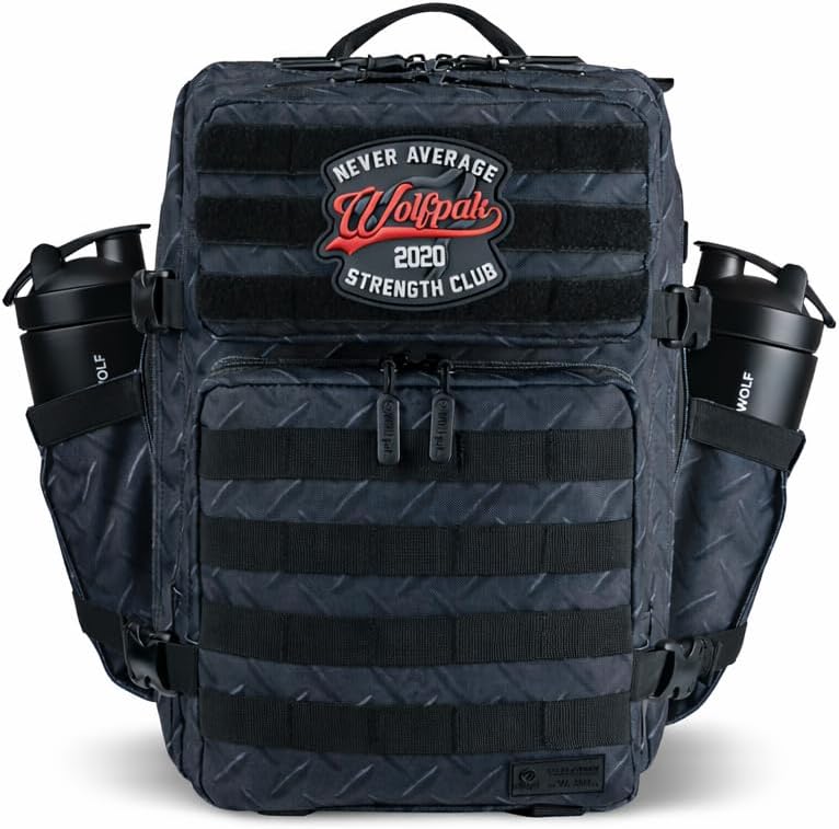 WOLFpak 35L Tactical Gym Backpack (Alpha Black) Durable 1000D Waterproof Oxford Material with MOLLE Webbing, Laptop Pocket & Dual Cup Holders, Durable Fitness/Travel/Military Daypack