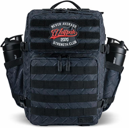 WOLFpak 35L Tactical Gym Backpack (Alpha Black) Durable 1000D Waterproof Oxford Material with MOLLE Webbing, Laptop Pocket & Dual Cup Holders, Durable Fitness/Travel/Military Daypack