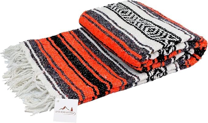 Open Road Goods Bulk Falsa Blankets - Handwoven Authentic Mexican Falsa - Great for Weddings, Yoga, Beach, Picnics, or Mexican Throw! (Tan, 7 Pack)