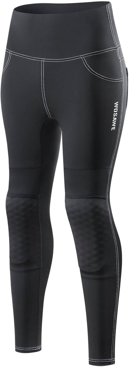 WOSAWE Women's Motorcycle Yoga Leggings with Removable Knee Pads Butt Lifting Cargo Pants