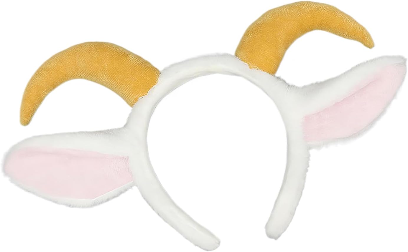 IPENNY 2 Pcs Womens Plush Animal Ears & Horns Headband Halloween Costume Hairbands Cartoon Headbands for Cosplay Makeup, Yoga