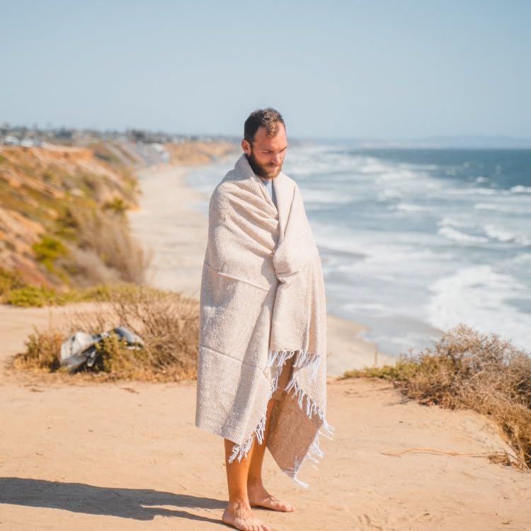 Open Road Goods Solid Color Mexican Yoga Blanket – Large Handwoven Throw for Yoga, Beach, Camping or Home – Soft and Durable Cotton Blend
