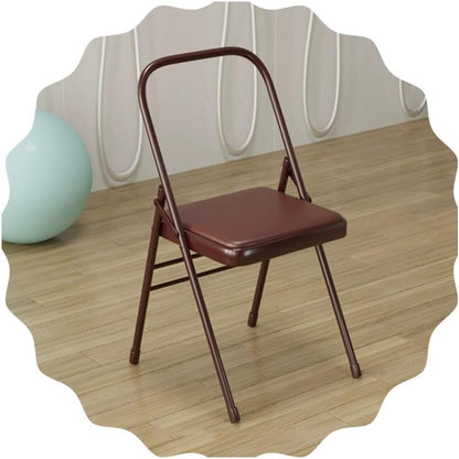 Folding Yoga Auxiliary Chair Portable Foldable Yoga Chair Backless Yoga Chair for Flexibility and Strength Training, White, Brown(White)