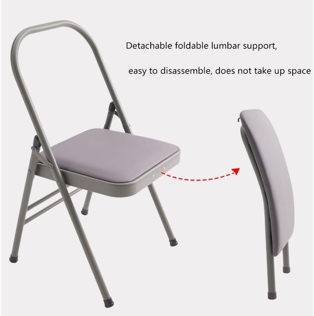 Backless Yoga Chair,Folding Yoga Chair,Yoga Auxiliary Chair with Lumbar Back Support,with Non-Slip Foot Covers,Yoga Auxiliary Chair,Balance Handstand Training Tool,Purple