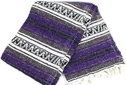 Open Road Goods Blue Mexican Blanket - Authentic Serape Falsa Blanket - Handmade