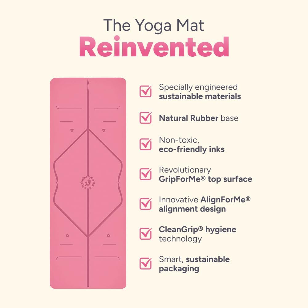 Liforme Travel Yoga mat – Patented Alignment System, Warrior-Like Grip, Non-Slip, Eco-Friendly, Ultra-Lightweight and Sweat Resistant, Made with Natural Rubber
