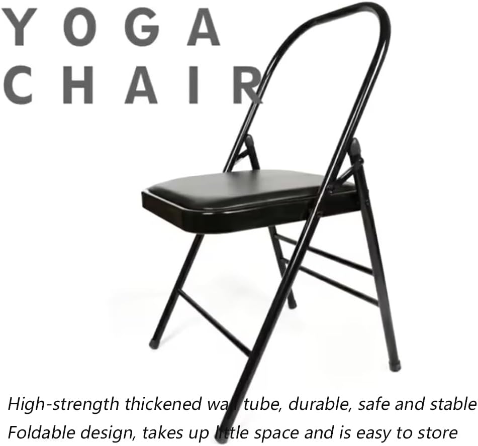 Iyengar Yoga Auxiliary Chair Multi Purpose Yoga Auxiliary Chair Bold and Thick Folding Chair Support Foldable Balance Training,Black
