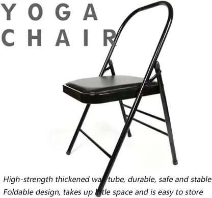 Iyengar Yoga Auxiliary Chair Multi Purpose Yoga Auxiliary Chair Bold and Thick Folding Chair Support Foldable Balance Training,Black