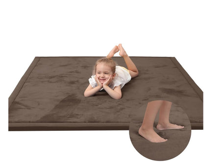 Baby Play Mat for Floor,1.3" Thick Memory Foam Tummy Time Mat,Soft Coral Velvet Nursery Rug,Large Non Slip for Crawling,Toddlers,Infants,Kids,Yoga & Tatami Style for Living Room(Dark Gray)
