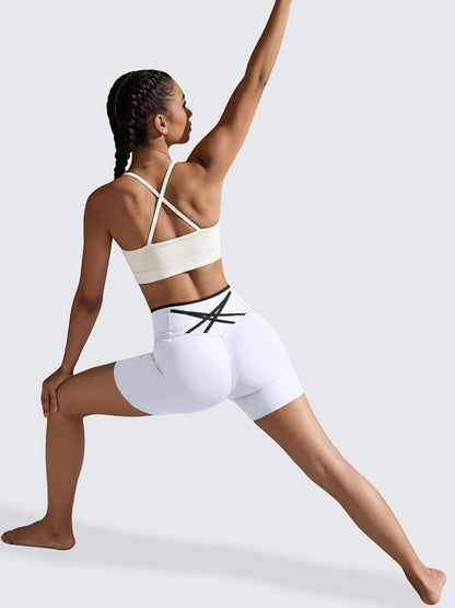 Aoysky Womens Workout Biker Shorts 5" Color Block High Waisted Yoga Athletic Shorts