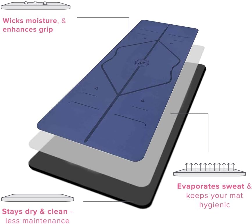 Liforme Original Yoga Mat – Free Yoga Bag Included - Patented Alignment System, Warrior-like Grip, Non-slip, Eco-friendly, sweat-resistant, long, wide, 4.2mm thick mat for comfort