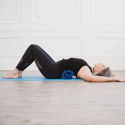 Zafuko Large Rollable Cushion - Burgundy/Blue - Organic Kapok Filling, use Rolled or Flat for Yoga and Meditation, Lightweight, Great car or seat Cushion