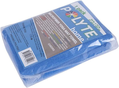 POLYTE Microfiber Hot Yoga Towel Mat with Non-Slip Silicone Grip and Secure Fit Elastic Straps, 24 x 72 in (Gray)