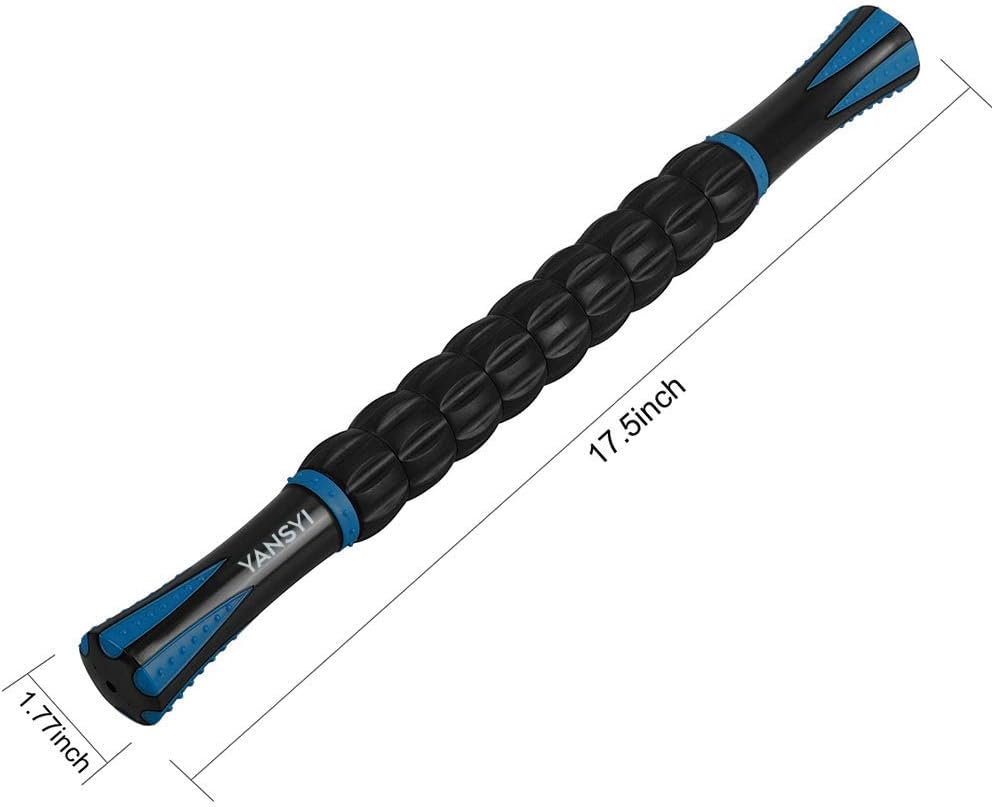 YANSYI Professional 9-Roller Deep Tissue Massage Stick - Portable Muscle Recovery Roller for Athletes, Relieves Post-Workout Soreness & Leg/Back Pain - Portable Physio Tool (Blue)