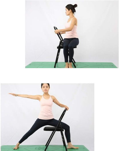 Folding Yoga Chair,Iyengar Yoga Chair,Pilates Yoga Chair,Backless Yoga Chair,Back Exercise Tool,Sturdy and Stable,Yoga Inversion Chair, Black