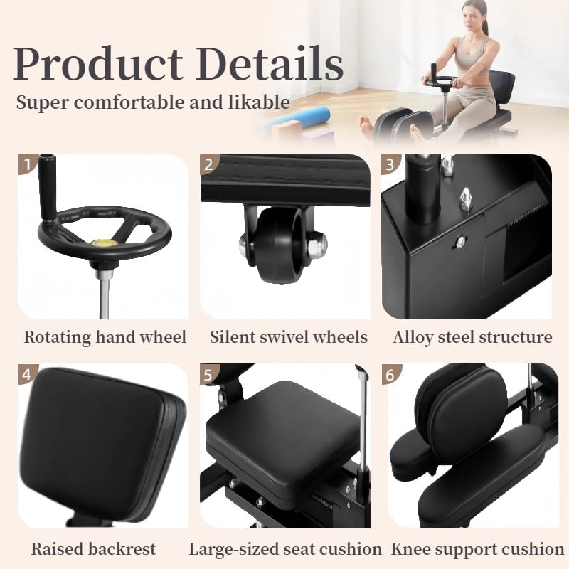 550 LBS Stainless Steel Stretch Machine, 240° Rotation Split Machine, Leg Stretcher Machine with Silent Wheels, Leg Stretcher for Home/Gym/Yoga/Dancers, Split Machine for Flexibility