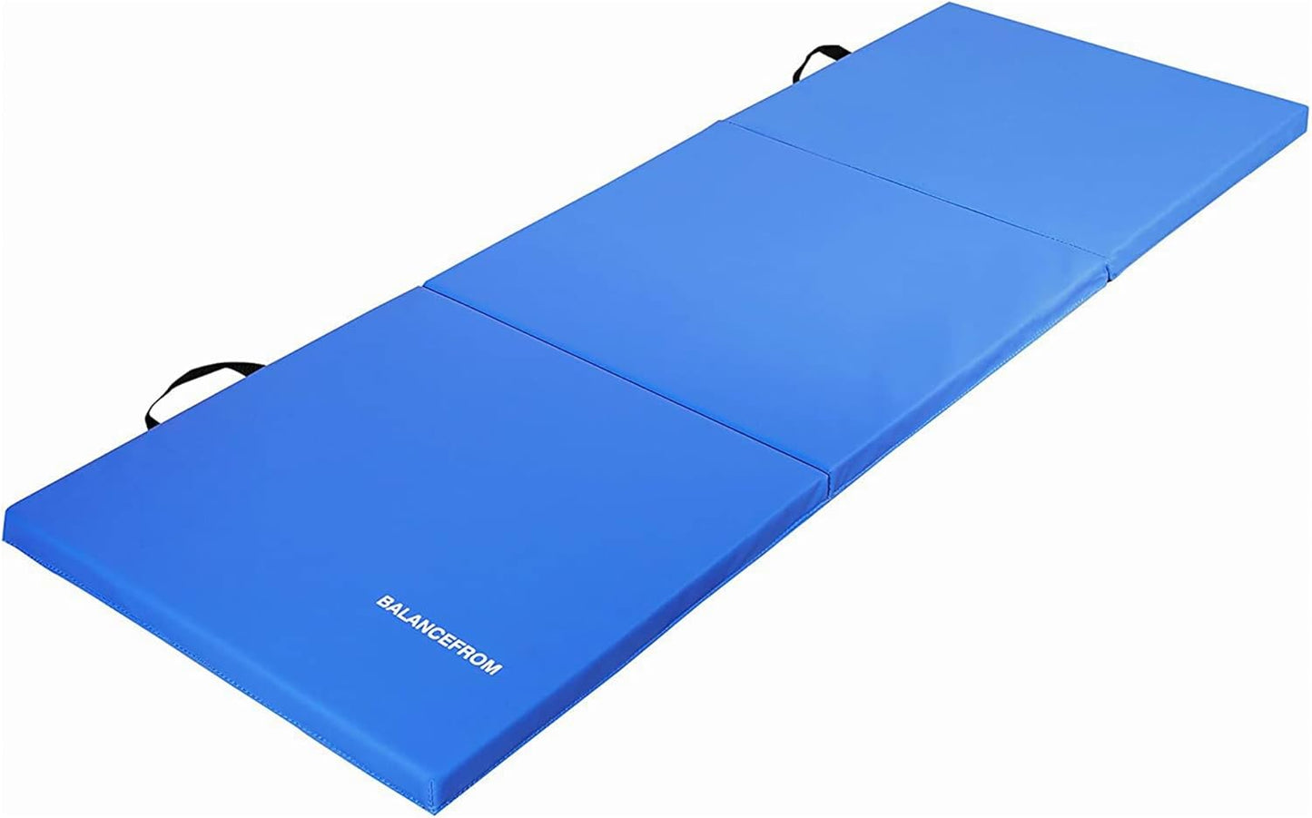 BalanceFrom 6x2 Feet 3-Panel Folding Gymnastics Mat – 1.5-Inch Thick Pad with Vinyl Surface and Carrying Handles for Tumbling, Yoga, Pilates, Home Workouts, and Martial Arts